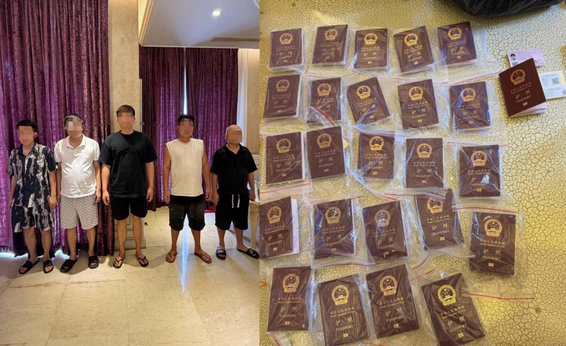 金边警方捣毁伪造证件窝点逮捕8名中国男子